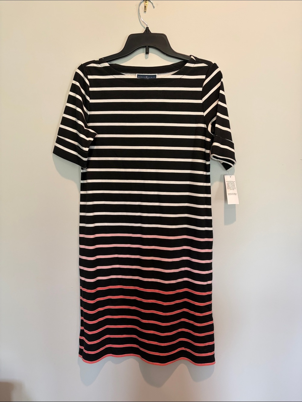 Karen Scott Black, White and Pink Ombre-Striped Midi Dress